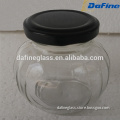 Hot sale 180ml custom made food glass bottle/glass storage jar with metal lid for food factory